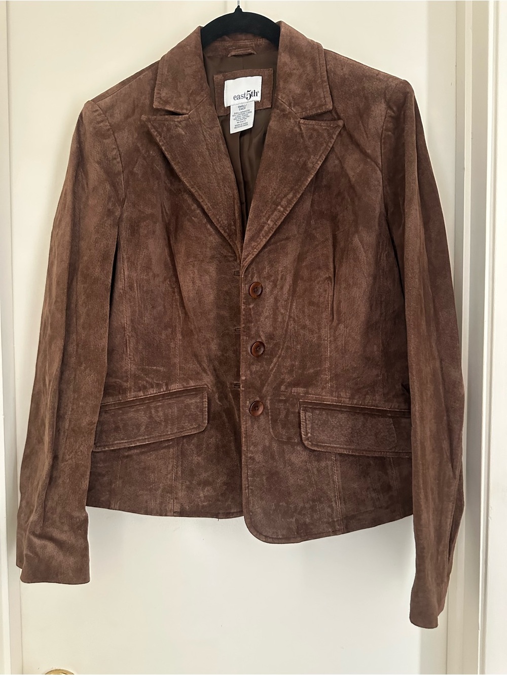 East 5th Brown Suede Button-Front Leather Jacket